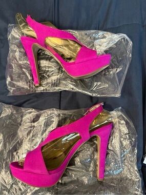 BCBGeneration Fuchsia Suede Platform Slingback Heels
